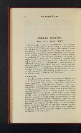 Building Societies. Aids to National Thrift.