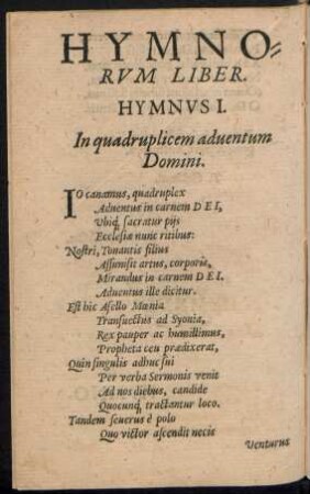 Hymnus I. In quadruplicem adventum Domini.