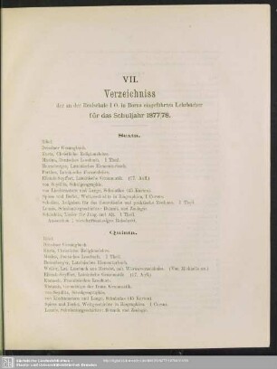 VII. Verzeichniss