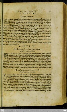 Caput VI. De Canonizatione Sanctorum, eiusque origine & progressu