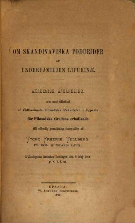 Om Skandinaviska Podurider af underfamiljen Lipurinae : Akademisk Afhandling