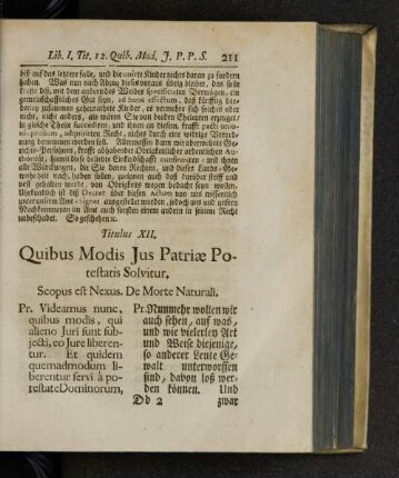 Titulus XII. Quibus modis jus patriae potestatis solvitur.