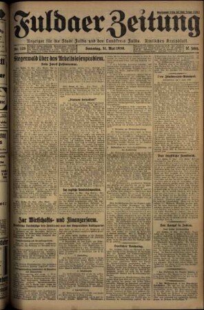 Erste Ausgabe vom Samstag, den 31. Mai 1930.