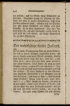 Der wohlthätige Kaiser Joseph