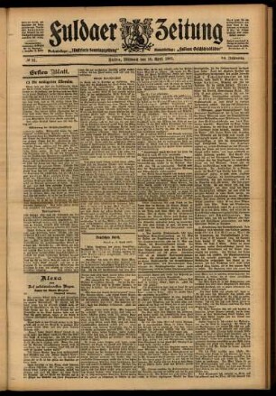 Erste Ausgabe vom Mittwoch, den 10. April 1907.