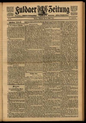 Erste Ausgabe vom Mittwoch, den 10. April 1907.