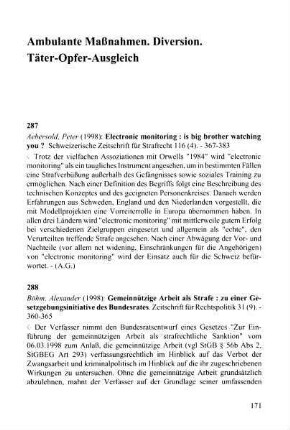 171-180, Ambulante Maßnahmen. Diversion. Täter-Opfer-Ausgleich