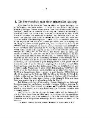 I. Die Gewerbeschule nach ihrer prinzipiellen Stellung