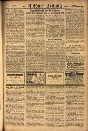 Zweite Ausgabe vom Donnerstag, den 07. April 1927.