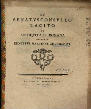 De Senatvsconsvlto Tacito Ex Antiqvitate Romana