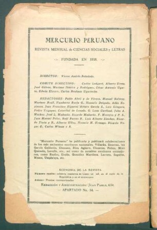 "Mercurio Peruano" - [Pie de imprenta]