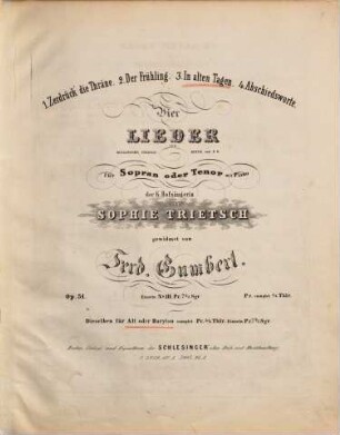 Vier Lieder von Herlossohn, Sternau, Heyse und F. G. : für Sopran oder Tenor mit Piano ; op. 51, 3. In alten Tagen