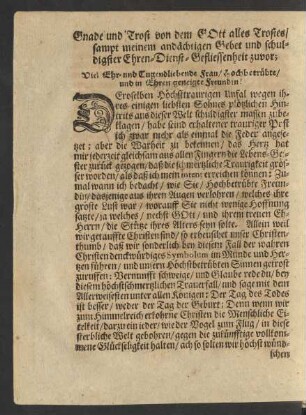Gnade und Trost von dem Gott alles Trostes/ [...]