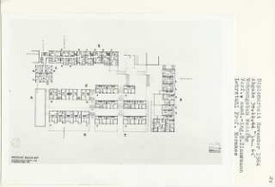 Wohnungsbau, Berlin-Wedding (Diplomarbeit bei Bernhard Hermkes): Grundriss Wohngeschossebene südöstlicher Teil 1:200