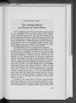 Eine wichtige Stimme zum Kampf um Groß-Altona.