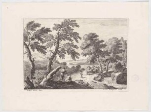 Hirten mit Viehherde, aus einer Folge von Landschaften nach Marco Ricci, Bl. 10