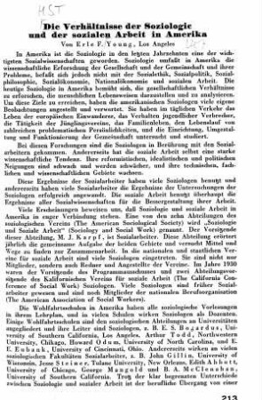 Die Verhältnisse der Soziologie und der sozialen Arbeit in Amerika
