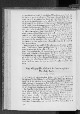 Der pädagogische Gedanke im hamburgischen Berufsschulwesen.