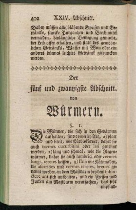 Der fünf und zwantzigste Abschitt. von Würmern