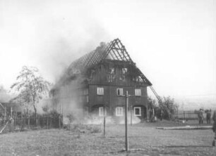 Türchau. Brand eines Wohnstallhauses