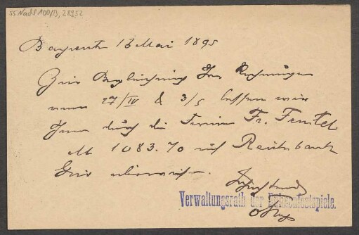 Brief an B. Schott's Söhne : 13.05.1895