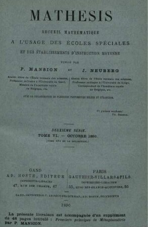 Deuxième. Tome VI. - Octobre 1896.