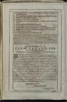 Sanctissimo D.N. Papae Urbano VIII. D. Clementissimo