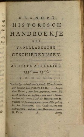 Beknopt Handboekje Der Vaderlandsche Geschiedenissen : Aanvang neemende met de komst van Karel De Vde tot de Graaffelijke Waardigbeid over deeze Landen, tot den tegenwoordigen tijd ..., 2