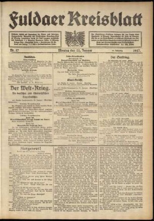 Ausgabe vom Montag, den 22. Januar 1917.
