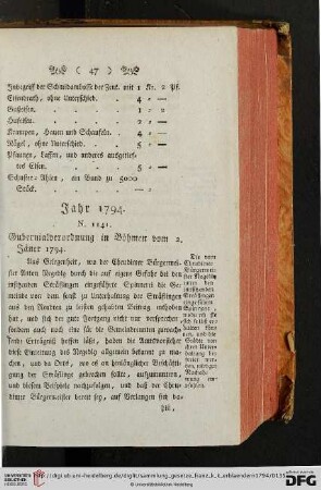 Verordnungen vom Jahre 1794: Jäner
