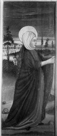 Die heilige Elisabeth : Die heilige Elisabeth. Tafelmalerei (vor 1530; Simon von Taisten). Meersburg, Altes Schloss, Burgkapelle