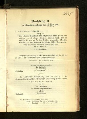 II zur Grundsteuerordnung vom 10. März/29. März 1910.