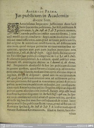 Assertio prima. Jus publicum in Academiis docere licet