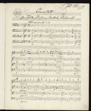 Quartett für Flöte, Violine, Bratsche, Violoncell