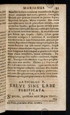95-114, Articulus V. Salve Sine Labe Purificata.