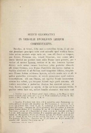In Vergilii carmina commentarii Servii Grammatici qui feruntur in Vergilii carmina commentarii, 3,1. In Vergilii bucolica et georgica commentarii