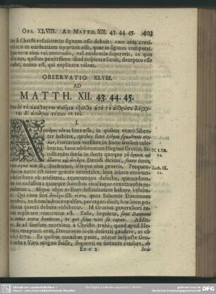 Observatio XLVIII. Ad Matth. XII. 43. 44. 45.