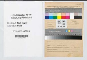 Entnazifizierung Alfons Fongern , geb. 20.12.1896 (Betriebsleiter)