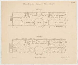 Fischer, Theodor; Lindenberg / Allgäu (Bayern); Haushaltungsschule mit Ökonomiegebäude und Kapelle - Grundriss UG, Grundriss EG