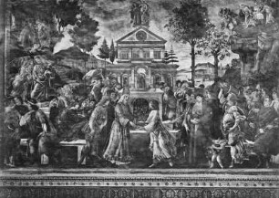 Ausmalung der Cappella Sistina — Wandmalerei des unteren Registers — Reinigungsopfer des Aussätzigen