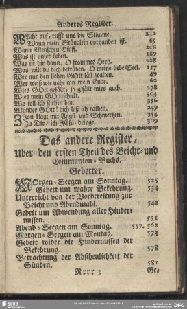 Das andere Register, Uber den ersten Theil des Beicht- und Communion-Buchs