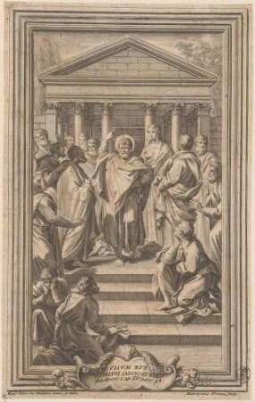 Visum est Spiritui Sancto et Nobis (Der predigende heilige Petrus inmitten von Zuhörern), aus: Clementis Undecimi Pont. Max. Bullarium, 2 Bde., Rom 1723