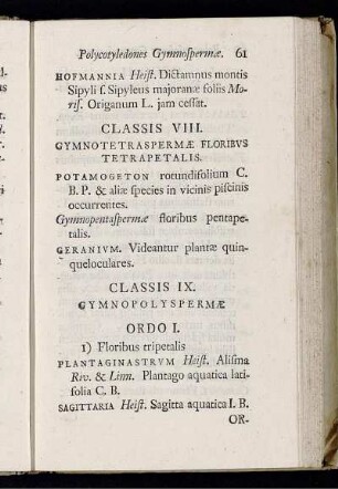 Classis IX. - Classis XIII.