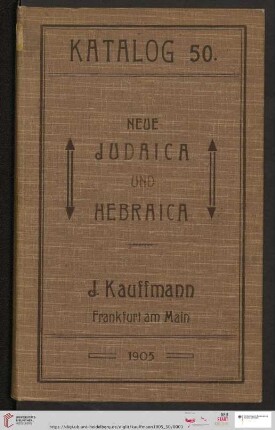 Nr. 50: Katalog: Neue Judaica und Hebraica