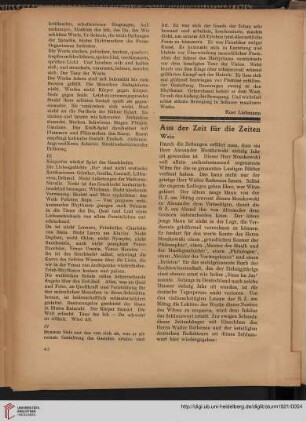 Aus der Zeit für die Zeiten