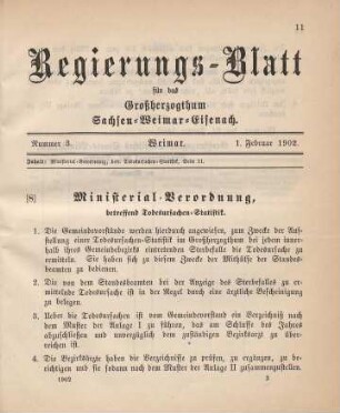 8. Ministerial-Verordnung, betreffend Todesursachen-Statistik