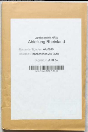 Kleve: Auszüge (Regesten) aus Handschriften A III 2