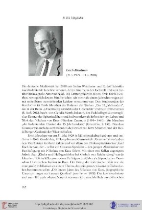 Erich Meuthen (31.5.1929−11.6.2018)