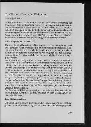 Die Bücherhallen in der Diskussion