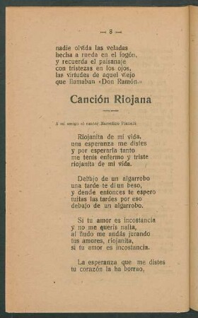 Canción riojana : A mi amigo el cantor Marcelino Pianelli